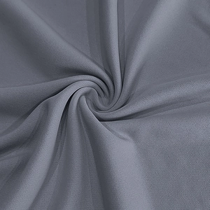 Close-up of gray Henley shirt fabric showing fine mesh texture and soft draping quality