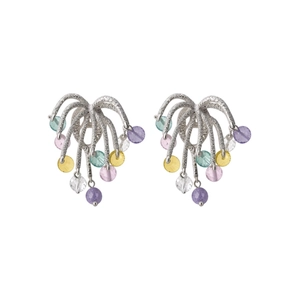 Elegante Feuerwerk-Ohrstecker mit bunten Kristallquasten-Anhängern für Damenmode.