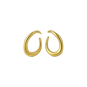 Minimalist gold-plated twisted oval hoop earrings featuring a unique matte textured finish