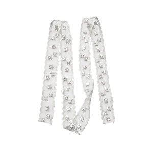 Elegant white lace ribbon scarf with glitter floral pattern for hair accessory and neck