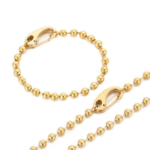 Elegantes 6mm Gold Kugelkette Halskette und Armband Schmuckset mit 18K Goldbeschichtung