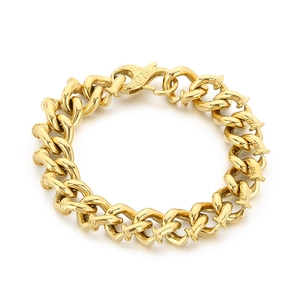 Bracelet chaîne à clous doré style biker high-street pour homme mode hip-hop