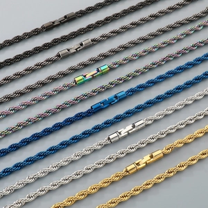 Collar De Cadena De Cuerda De Acero Inoxidable Eslabones Retorcidos Hip Hop Streetwear Hebilla De Joyería Rotativa Unisex
