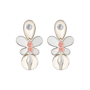 Elegantes pendientes de mariposa y flores de resina, aguja de plata estilo de lujo