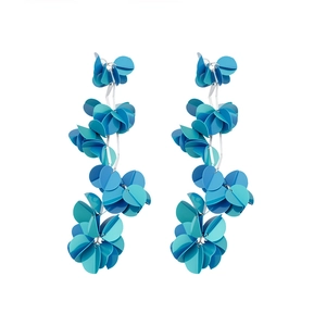 Eleganti orecchini a nappa con petali blu in stile coreano con design geometrico