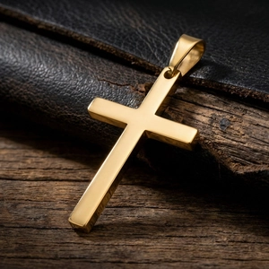 Minimalist Stainless Steel Cross Pendant Necklace For Men Women Polished Christian Crucifix Jewelry Accessory Gold Silver Black