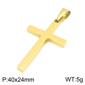 Minimalist gold-plated polished cross pendant with 40x24mm dimensions and 5g weight