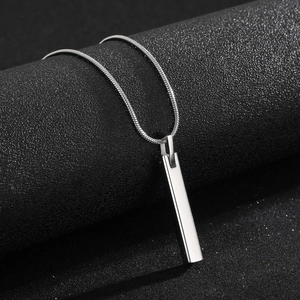 Minimalistische roestvrijstalen bar hanger ketting met zilveren spiegelende slangketting