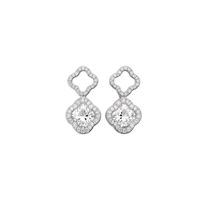 Elegant minimalist silver hollow flower stud earrings with sparkling cubic zircon