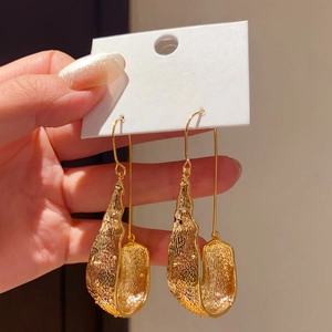 Western Retro Alloy Hammered Texture U-Shaped Drop Earrings With 925 Sterling Silver Earring Post Minimalist Fashion Jewelry
