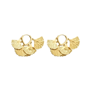 Elegante goldene Ginkgoblatt-Ohrringe im Fächerdesign mit edlem Retro-Palast-Stil
