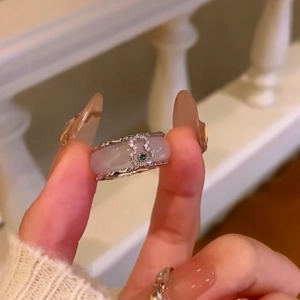 Französischer Vintage Flaschenkürbis Ring Für Damen Neuer Chinesischer Stil Zirkonia Eingelegtes Harz Achat Look Abnehmbarer Zwei Wege Fingerring Schmuck