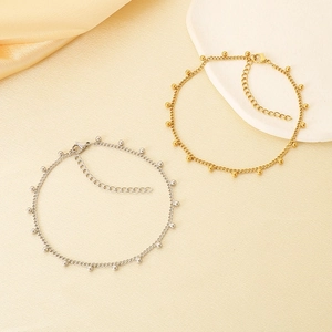 Bracelets de cheville minimalistes en acier inoxydable avec perles or et argent
