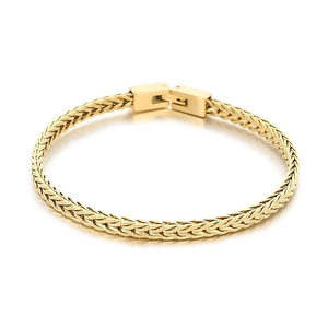 Minimalistisches goldfarbenes Edelstahl Drachenknochen Schlangenkette Armband für Herren.