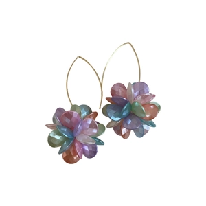 Orecchini a sfera di fiori colorati con ganci dorati, design in stile coreano ins.