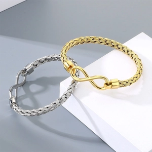 Eleganti bracciali intrecciati in acciaio inossidabile con simbolo dell'infinito oro e argento