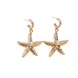Eleganti orecchini a cerchio con stelle marine dorate per gioielli alla moda a tema oceano