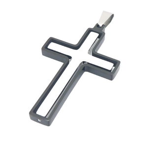 Pendentif croix rotatif bicolore en acier inoxydable pour hommes de style hip-hop