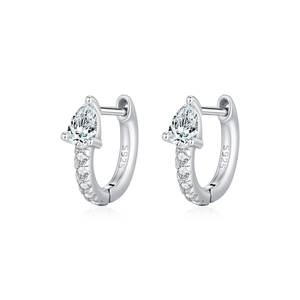 Elegant S925 sterling silver hoop earrings featuring a brilliant pear-cut moissanite stone