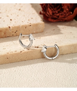 Detailed view of S925 sterling silver hoop earrings featuring teardrop Moissanite