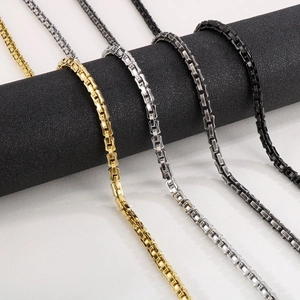 Premium 5mm stainless steel bamboo knot chain jewelry set in gold, silver, grey, and black colors