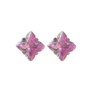 Orecchini a lobo a fiore in zircone rosa con design a stella a quattro punte