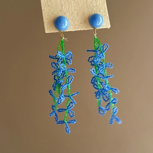 Orecchini Romantici Francesi Con Nappa di Perline Blu Verde Orecchini a Bottone a Fiore Con Perno in Argento Sterling 925 per Donna Gioielli