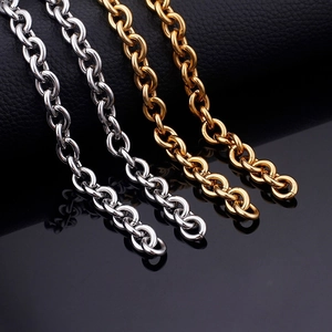 Collana a catena a maglie O in acciaio inossidabile da 9,5 mm nei colori oro e argento
