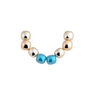 Minimalist geometric stud earrings with polished metallic cubes in gold, rose gold and blue