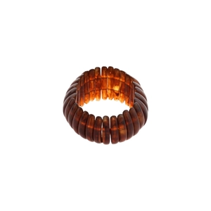 Vintage tortoiseshell acrylic elastic bracelet with geometric semi-circle beads for women