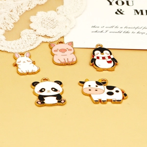 Variety of cute cartoon animal enamel alloy charms for DIY jewelry making and bags.