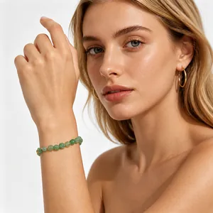 Elegant groen natuursteen kralen armband voor vrouwen om pols, 14k vergulde sieraden detail