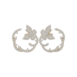 Exquisite gold zircon butterfly vine earrings with high-end luxury design