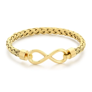 Bracciale infinity in acciaio inossidabile dorato con design a treccia
