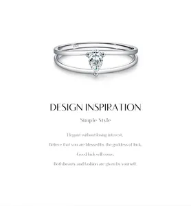 Detail view showing design inspiration of the double-layered pear-cut moissanite ring.