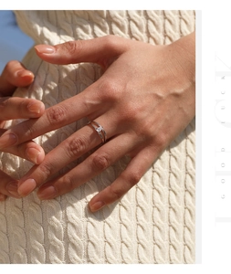 Close-up of minimalist S925 sterling silver double layer moissanite ring on model's hand