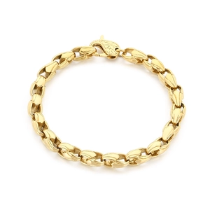 Vintage gold stainless steel corn chain bracelet for men with decorative clasp