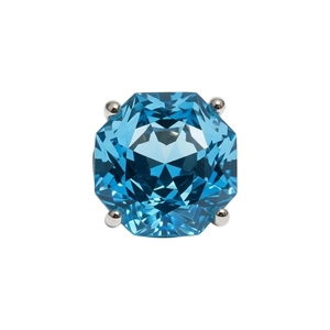 Elegant square-cut blue zircon non-pierced ear clip with minimalist silver-tone setting