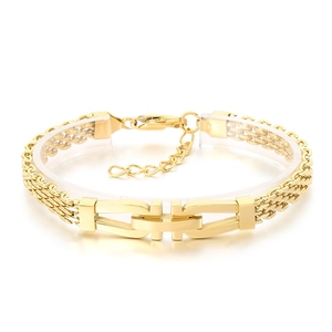 Elegantes Herrenarmband aus vergoldetem Edelstahl mit einzigartigem geometrischem Design