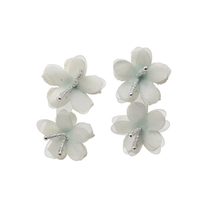 Elegant French-style chiffon flower stud earrings with S925 silver pins for women
