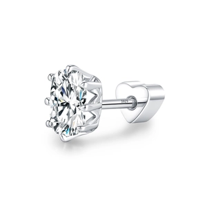Pendientes de moissanita color D en plata de ley 925 con cierre de rosca de corazón