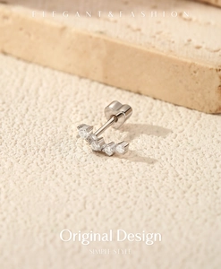 Detailed view of S925 sterling silver threaded stud earring with heart-shaped back
