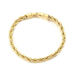Bracciale a catena ritorta dorata da 6mm con chiusura rotante unica per uomo e donna