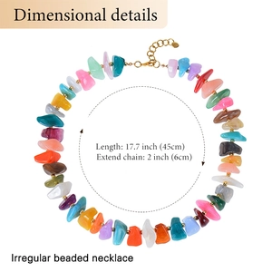 Colorful irregular acrylic beaded necklace with 45cm length and 6cm extension chain