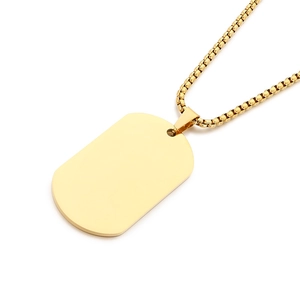 Premium gold-plated stainless steel hip-hop military dog tag pendant necklace for men and women