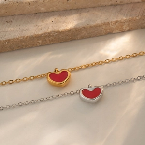 Französisches romantisches Herzanhänger-Halsketten-Set in Gold- und Silbertönen