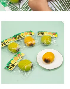 Detail of green and yellow heat-responsive slow rebound stress relief mango toys