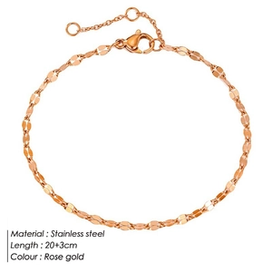 Elegant rose gold stainless steel anklet with lobster clasp and adjustable 20+3cm chain