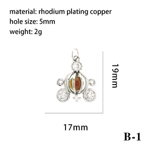 Silberner Kürbiskutschen-Anhänger mit Regenbogenperle und Zirkonia für DIY-Schmuck