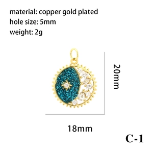 Colgante de ojo malvado en cobre chapado en oro de 18K con brillo azul y circón